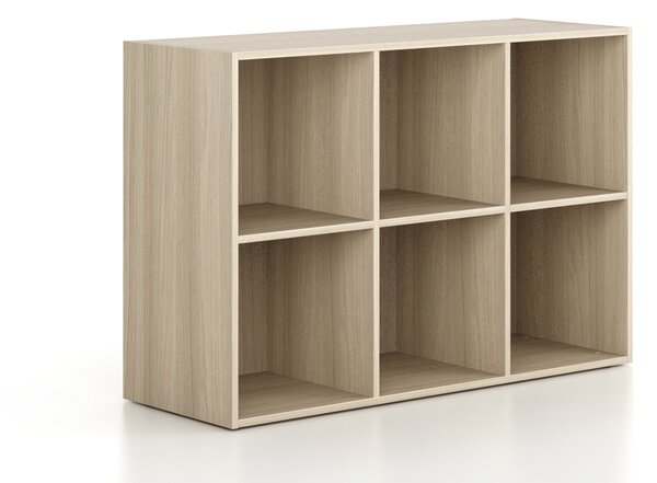 Regál FRAME, nízky, 3 stĺpce, 881 x 1299 x 450 mm, dub prírodný