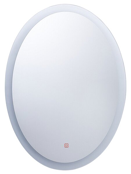 Nástenné zrkadlo s LED svetlom strieborné 60 x 80 cm obdĺžnikové so systémom proti zahmlievaniu kúpeľňa