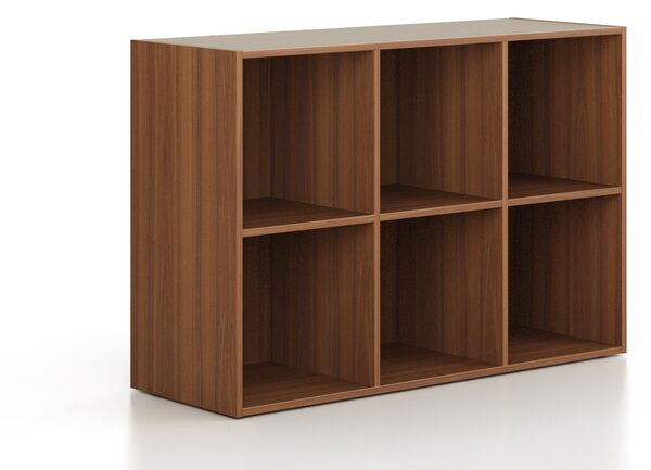 Regál FRAME, nízky, 3 stĺpce, 881 x 1299 x 450 mm, orech