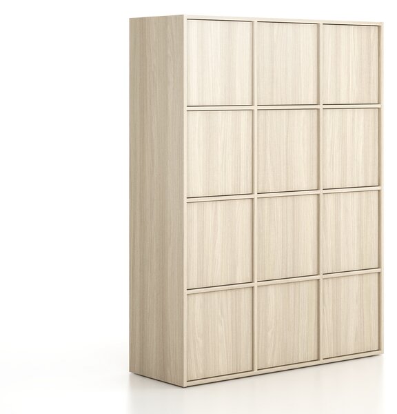 Kancelárska skriňa FRAME, 12x dvere, 1299 x 450 x 1735 mm, PUSH-lock, dub prírodný