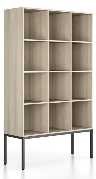 Regál FRAME, s čiernou podnožou, 1299 x 450 x 2185 mm, dub prírodný
