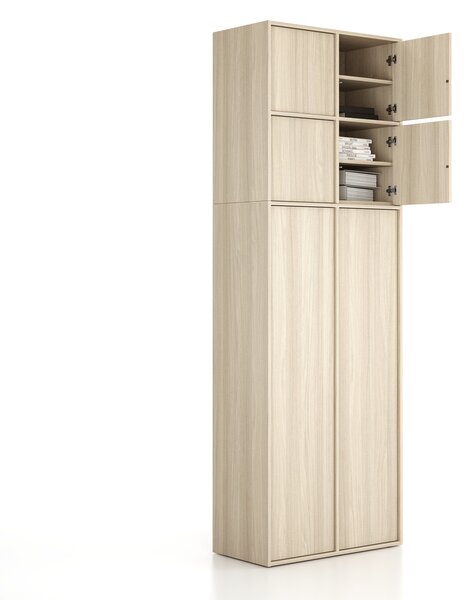 Nadstavba pre skrine FRAME, 4x dvere, 872 x 450 x 854 mm, PUSH-lock, dub prírodný