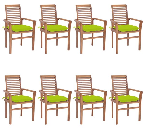 Jedálenské stoličky 8 ks jasnozelené sedáky tíkový masív