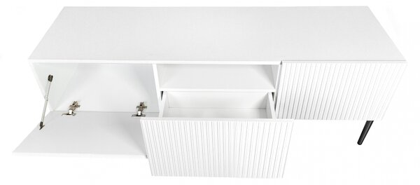 TV stolík Nicole 150 cm - biely mat / čierne nožičky