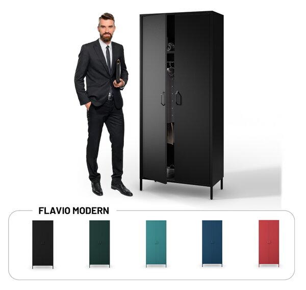 Čierna šatníková skriňa FLAVIO Modern 800 x 1850 x 450 mm