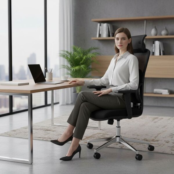 Ergonomická sieťovaná kancelárska stolička s nastaviteľnou opierkou hlavy