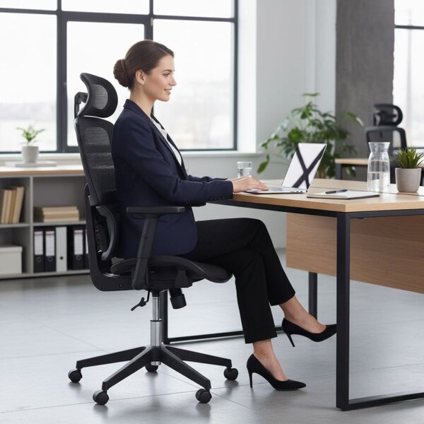 Kancelárska otočná stolička s ergonomickým nastavením výšky, čierna