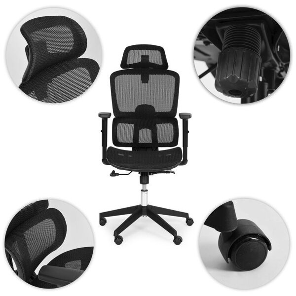 Kancelárska otočná stolička s ergonomickým nastavením výšky, čierna