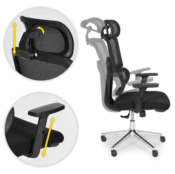 Ergonomická sieťovaná kancelárska stolička s nastaviteľnou opierkou hlavy