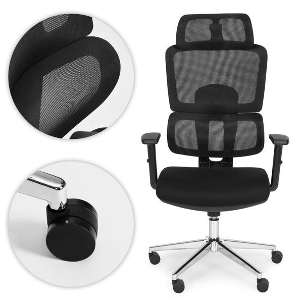 Ergonomická sieťovaná kancelárska stolička s nastaviteľnou opierkou hlavy