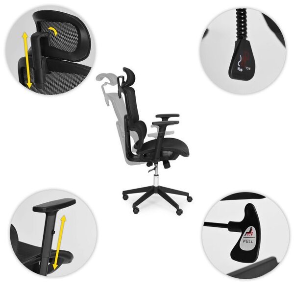 Kancelárska otočná stolička s ergonomickým nastavením výšky, čierna