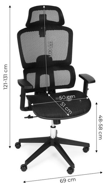 Kancelárska otočná stolička s ergonomickým nastavením výšky, čierna