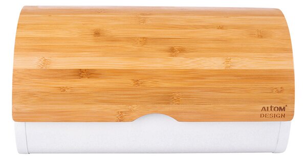 Nerezový chlebník s bambusovým vekom, 38 x 24 x 20 cm