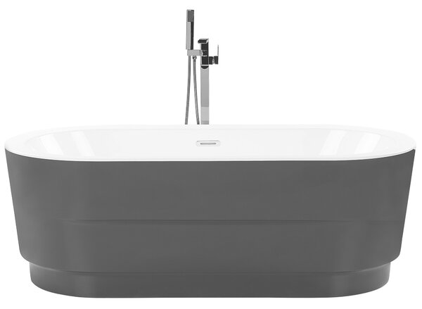 Voľne stojaca vaňa čierna sanitárny akrylát 170 x 80 cm oválna pre jednu osobu moderný miminalistický dizajn