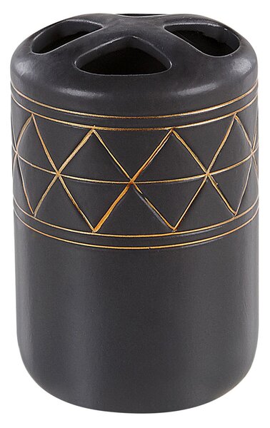 Sada doplnkov do kúpeľne čierno zlatá keramická art deco elegantný dávkovač mydla wc kefa poháre moderný štýl kúpeľňa