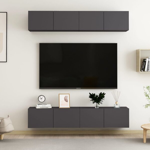 4-dielna súprava TV skriniek sivá 80x30x30 cm drevotrieska