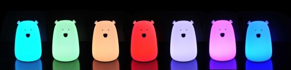 LED RGB Detská dotyková lampička BEAR LED/0,8W/5V ružová + USB