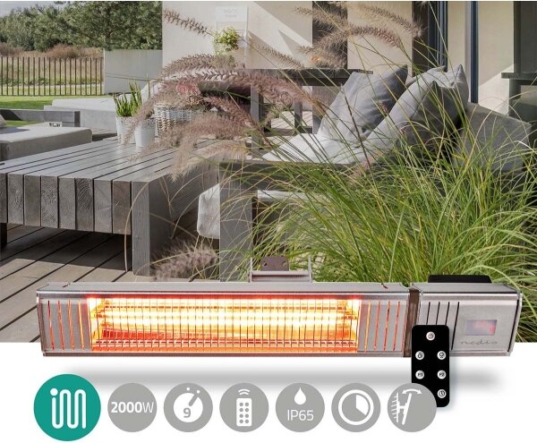 Nedis HTPA30ESS - Vonkajšie elektrické vykurovacie teleso 2000W/230V IP65 + DO
