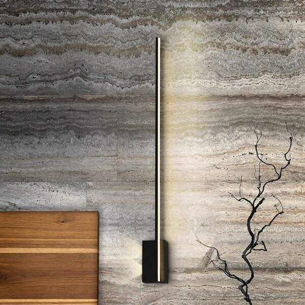 LED nástenné svetlo Stick, výška 80 cm, čierna, kovová, Čierna, Obývacia izba / jedáleň, Hliník, Moderný