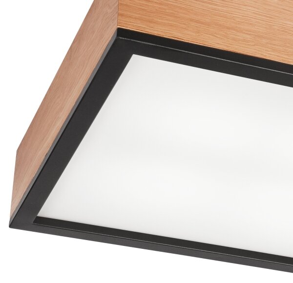 Stropné svietidlo OAK SQUARE 4xE27/15W/230V 39x39 cm dub/čierna