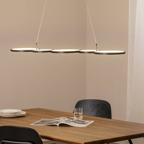 Milagro Lighting LED závesné svietidlo Olympia, kov, čierne, 4 000 K, Čierna, Obývacia izba / jedáleň, kov, Moderný, Závesné svietidlo
