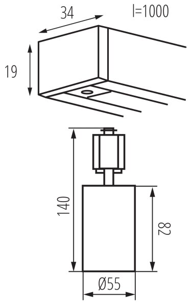 Kanlux 45923 - Bodové svietidlo do lištového systému ALTEAR 3xGU10/10W/230V 1m biela