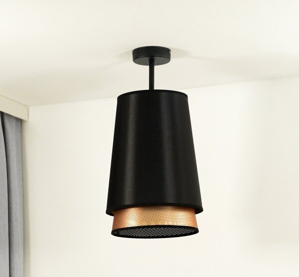 Duolla - Prisadený luster BELL SHINY 1xE27/15W/230V pr. 25 cm čierna/medená