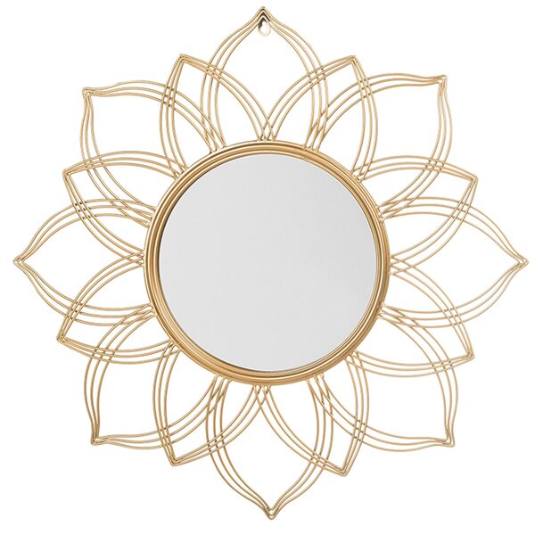 Závesné zrkadlo na stenu zlaté 67 cm okrúhle v tvare kvetu glamour art deco vintage hollywood