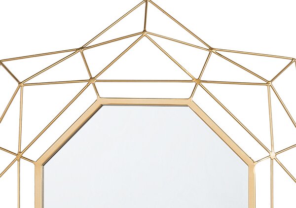 Závesné zrkadlo na stenu zlaté 60 cm okrúhle art deco glamour Hollywood geometrický rám