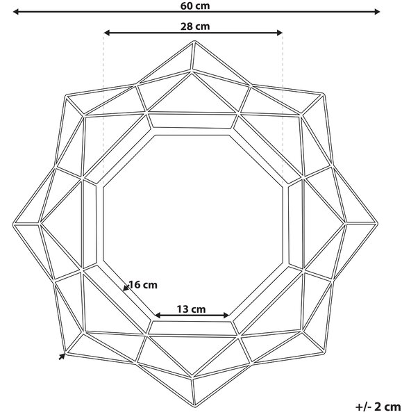Závesné zrkadlo na stenu zlaté 60 cm okrúhle art deco glamour Hollywood geometrický rám
