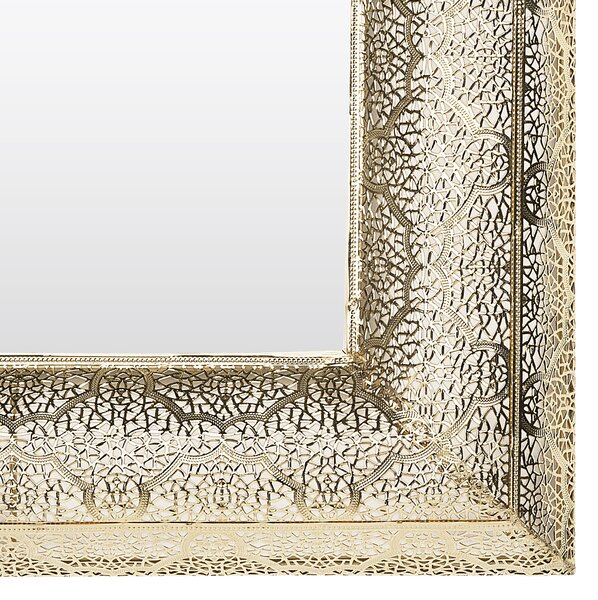 Závesné zrkadlo na stenu zlatá železo sklo 60 x 60 cm štvorcový tvar ozdobný rám moderný glamour štýl doplnky