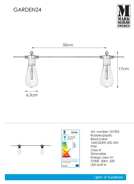 Markslöjd 107293 - LED vonkajší dekoratívny reťazec GIRLANDA GARDEN 10xLED 5,5m