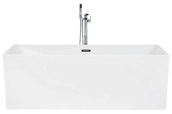 Voľne stojaca vaňa biela akrylát 170 x 81 cm obdĺžnikový tvar pre 1 osobu moderný štýl kúpeľňa