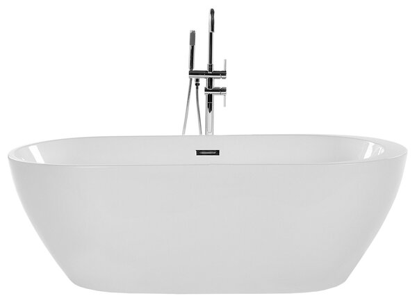 Voľne stojaca vaňa biela akrylát 160 x 75 cm oválny tvar elegantný moderný štýl kúpeľňa