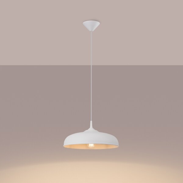 Sollux SL.1329 - Luster na lanku GINA 1xE27/15W/230V pr. 38 cm biela