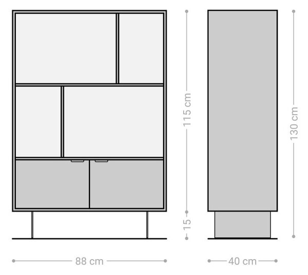 DELIFE Policový systém Teele 90x130 cm akácia prírodná bridlica 2 dvierka závesná podstava nerezová oceľ