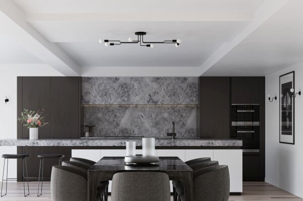 Sollux SL.1447 - Prisadený luster VECTOR 6xE27/15W/230V čierna