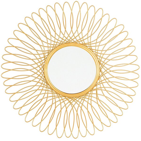 Nástenné zrkadlo zlaté ø 55 cm guľaté moderné mandala glamour