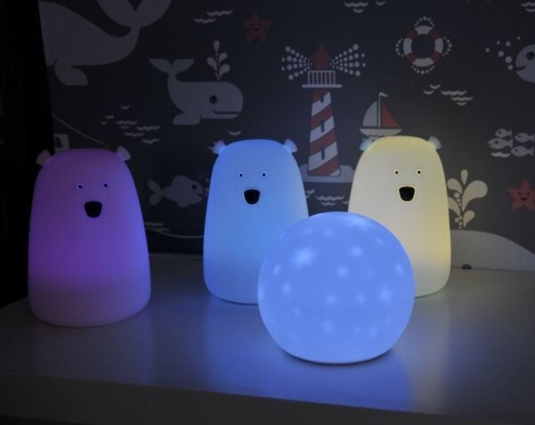 LED RGB Detská dotyková lampička BEAR LED/0,8W/5V ružová + USB