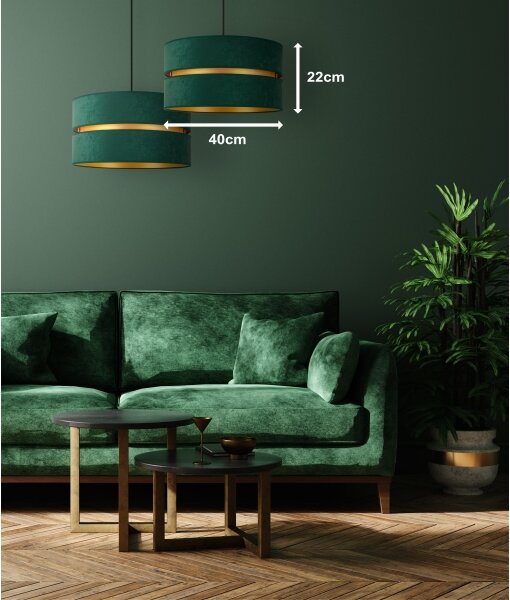 Duolla - Luster na lanku DUO 1xE27/15W/230V pr. 40 cm zelená/zlatá