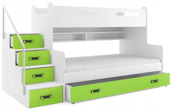Interbeds MAX 3 poschodová posteľ 200x120 + matrace bielo zelená 2022