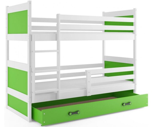 Interbeds Rico poschodová posteľ 190cm x 80cm borovicové drevo bielo-zelená