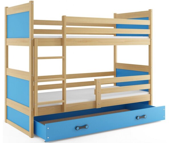 Interbeds Rico poschodová posteľ 190cm x 80cm borovicové drevo Prírodná-modrá