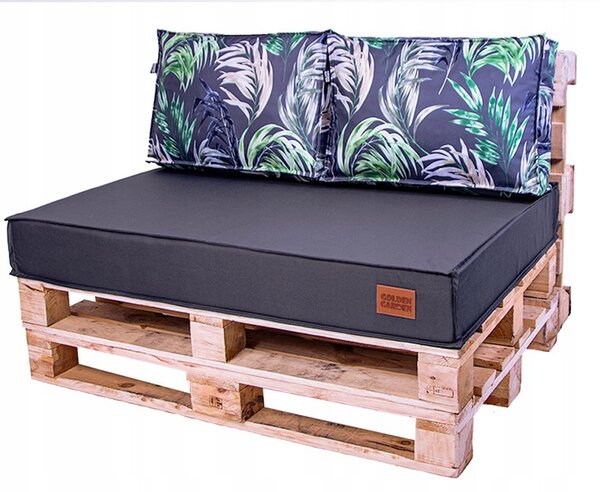 Golden Garden Paletové sedenie GG26 podsedák a vankúš 120cm x 80cm x 15cm Grafitové s kvietkami