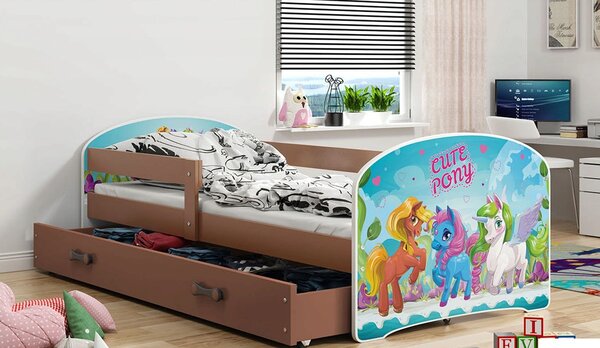 Interbeds LUKI Jednolôžková detská posteľ 80x160 Hnedá Cute Pony