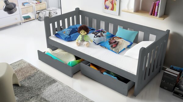Drevená detská posteľ Swen DP 001 Grafit 90 x 190 cm