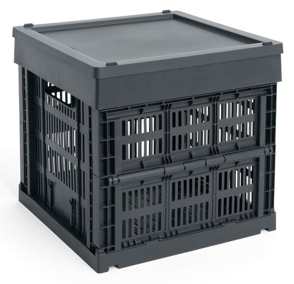 HAY Plastové veko Colour Crate Medium Square/Cube, charcoal