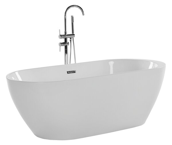 Voľne stojaca vaňa biela akrylát 150 x 75 cm oválny tvar elegantný moderný štýl kúpeľňa