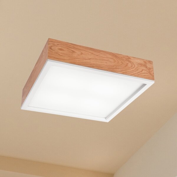 Stropné svietidlo OAK SQUARE 4xE27/15W/230V 39x39 cm dub/biela