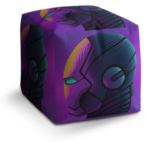 Sablio Taburet Cube Iron Man Helma na fialovej - 40x40x40 cm